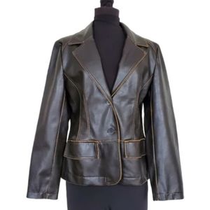 RVT Faux Brown Leather Distressed Womens Jacket